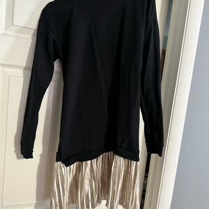 Black Top with Gold Pleated Skirt